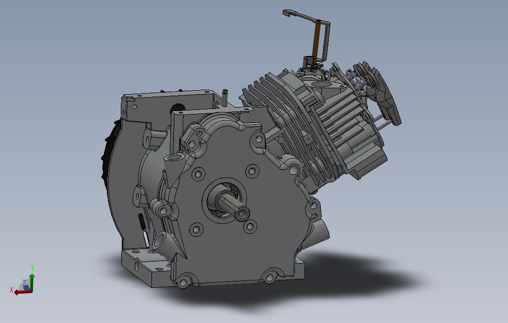 发动机-单缸四冲汽油发动机3D图纸Solidworks设计