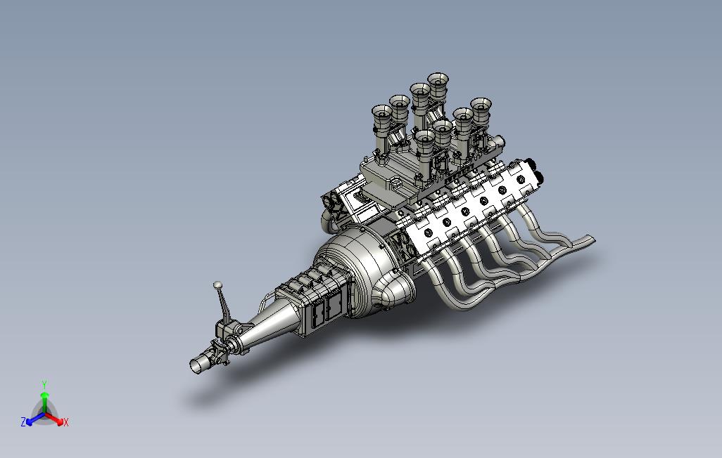 发动机-法拉利V12发动机模型3D图纸ProE设计