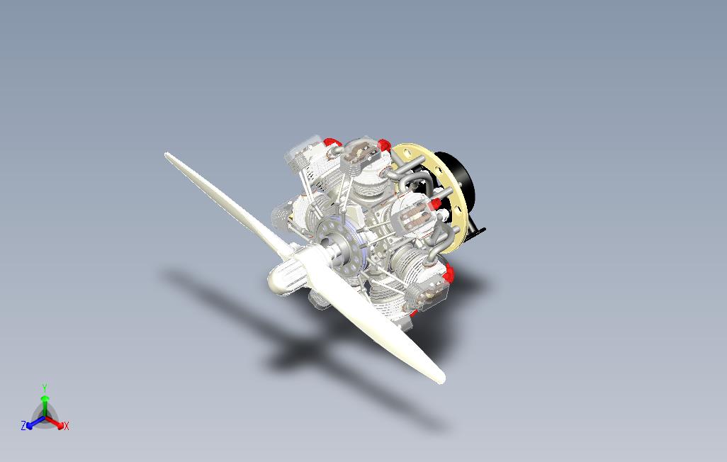 发动机-详细的7缸星型发动机3D图纸INVENTOR设计附平面工程图