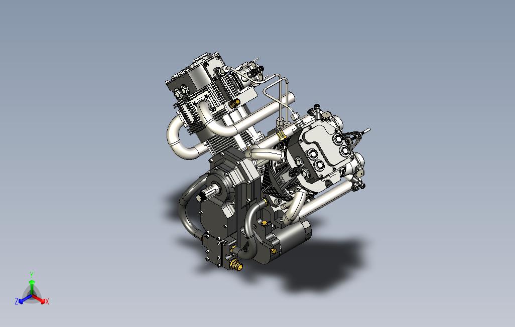 发动机-详细的800ccV型双缸发动机三维建模图纸solidworks设计附step格式
