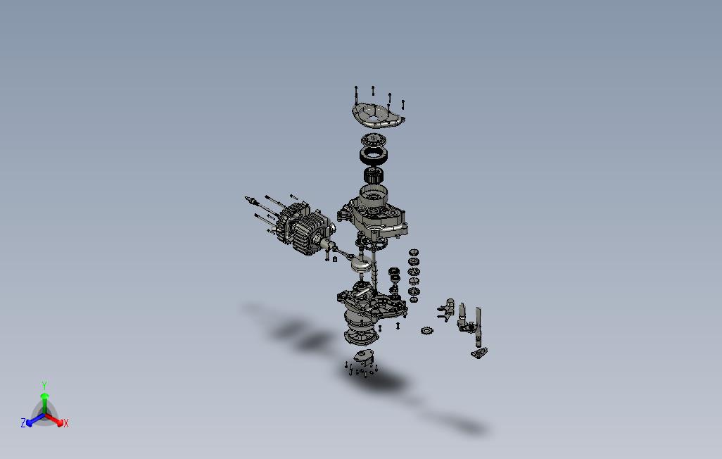 汽车发动机-50CC赛车发动机爆炸模型造型3D图纸RHINO设计附STP