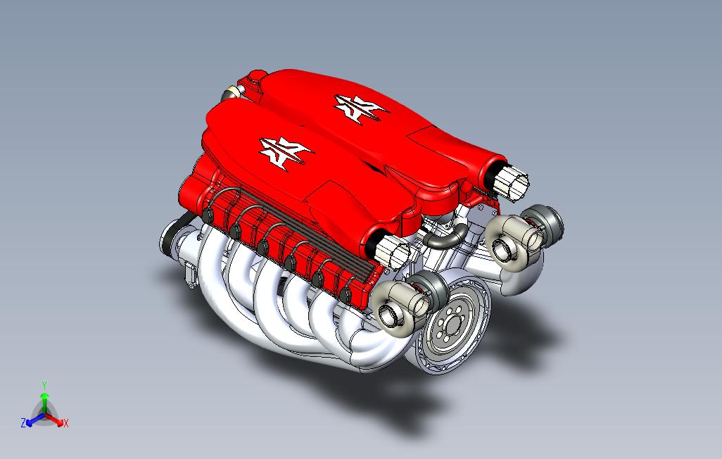 汽车发动机-DOHC12V发动机模型3D图纸STEP格式
