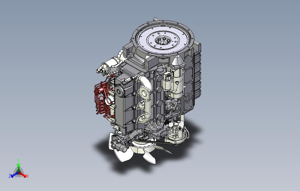 汽车发动机-KUBOTAV3600柴油发动机模型3D图纸STEPx_t格式