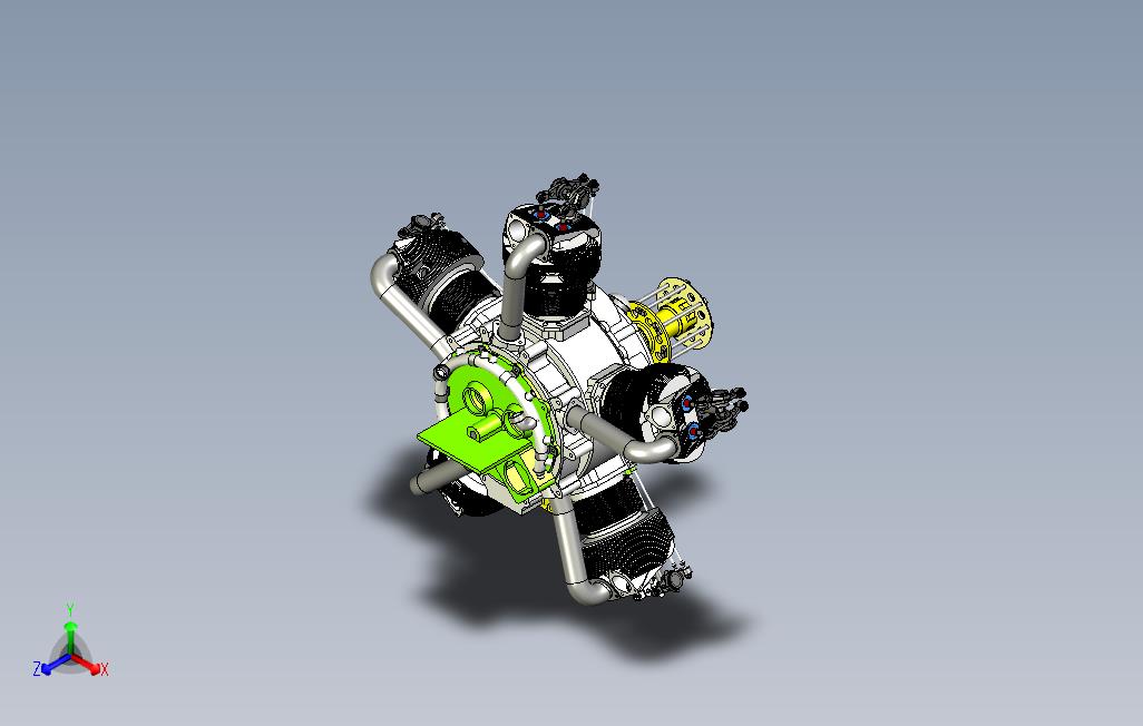 汽车发动机-М-11L五缸星型发动机3D模型图纸STP格式