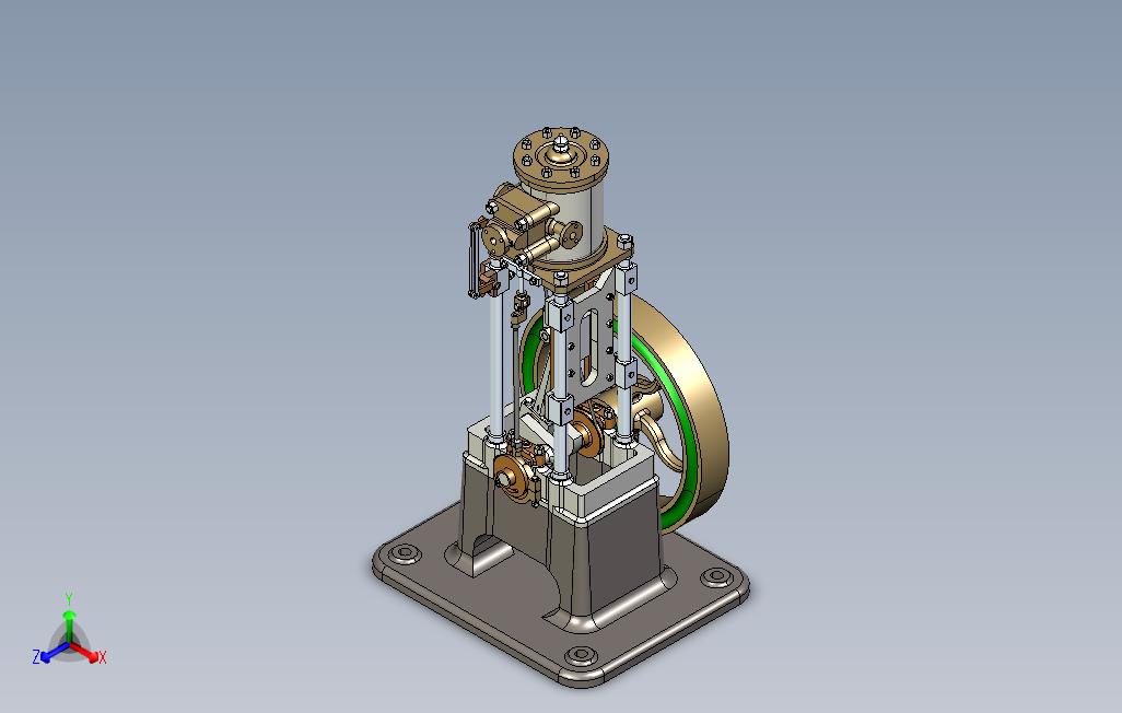 汽车发动机-垂直发动机蒸汽引擎3D数模图纸STEP格式