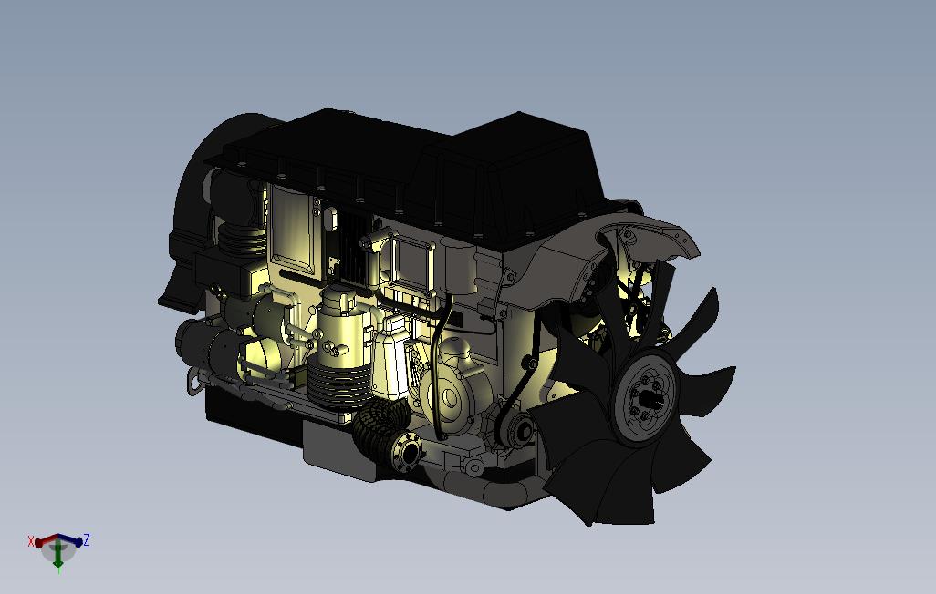 汽车发动机-戴姆勒发动机DD13外形三维模型图纸SolidWorks设计