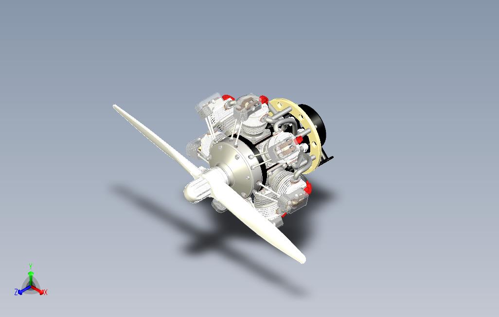 汽车发动机-详细的7缸星型发动机3D图纸INVENTOR设计附平面工程图