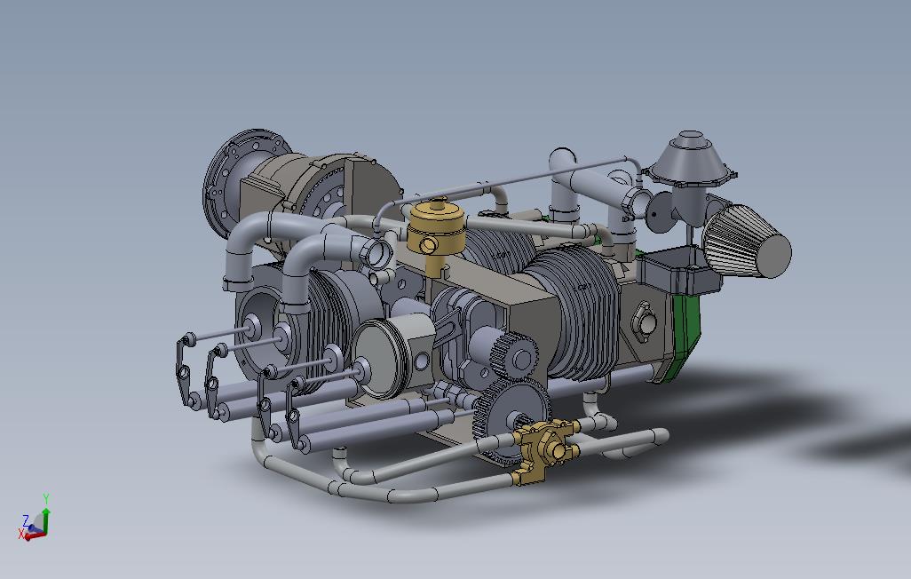 航空发动机-飞机活塞引擎rotax912机械设计参考资料3D建模