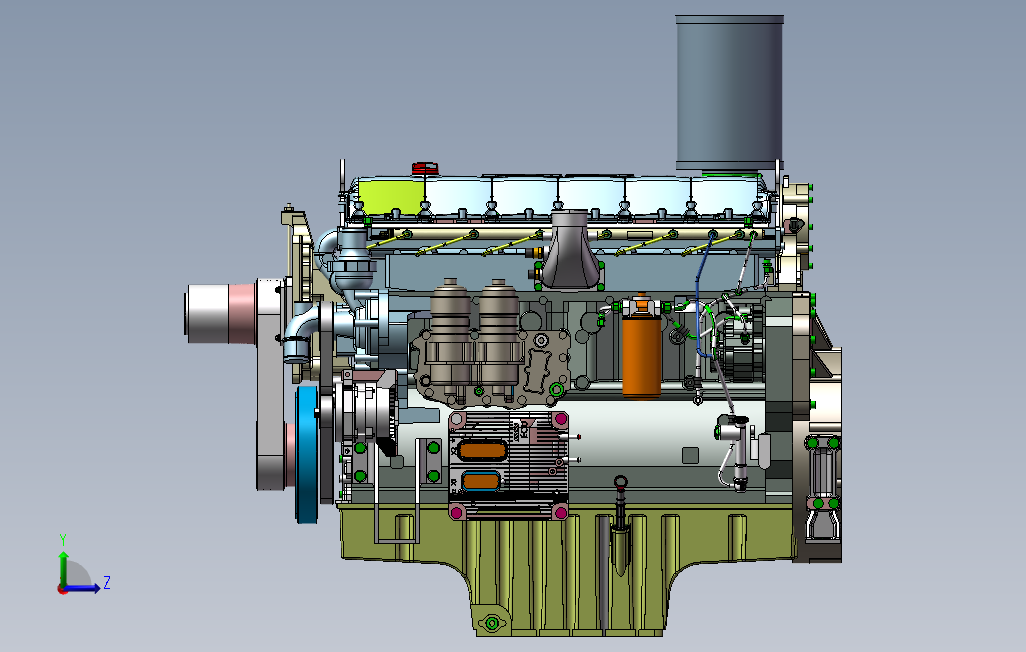 MTU柴油发动机_SOLIDWORKS 2014_模型图纸下载 – 懒石网