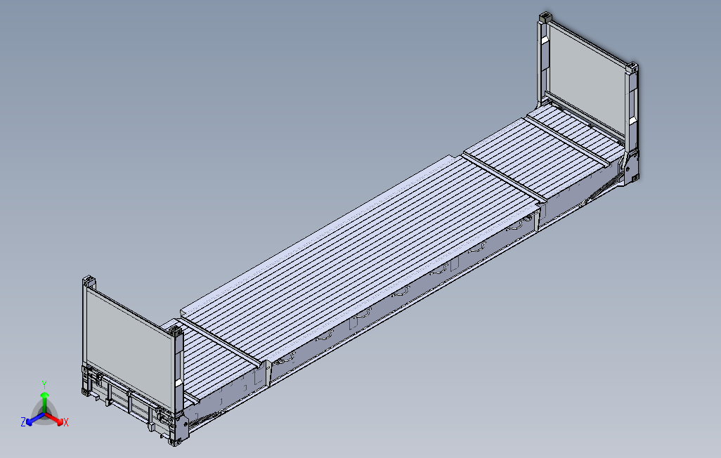 40英尺机架式集装箱3D数模图纸STEP格式