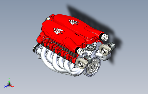 DOHC12V发动机模型3D图纸STEP格式