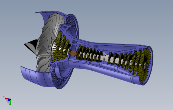 GasTurbineEngine燃气轮机发动机概念模型3D图纸Solidworks