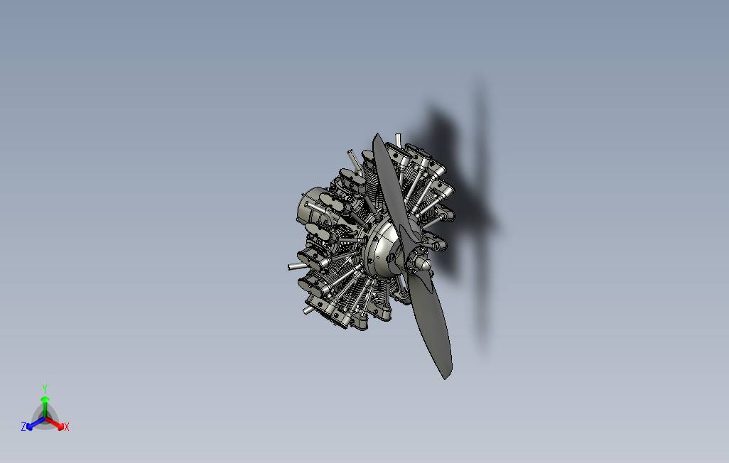 olsryd9缸星型发动机模型3D图纸STEP格式