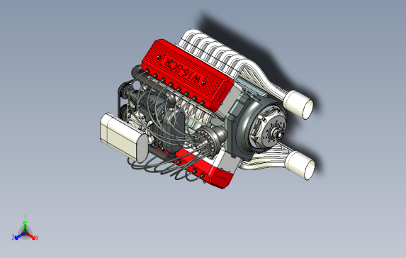 w16muscle发动机16缸引擎模型3D图纸STP格式42