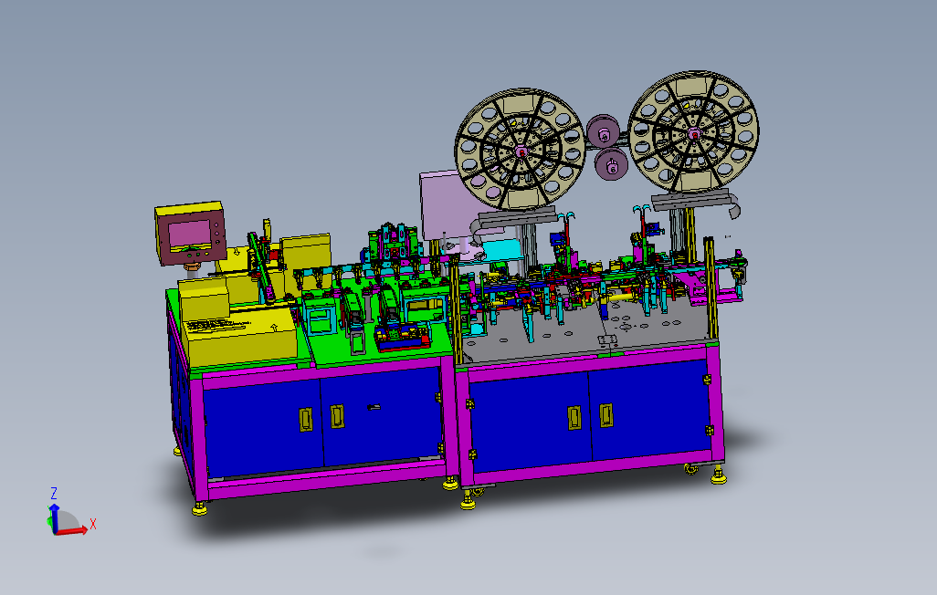 连接器插片检测捆包一体机设备3D图纸SOLIDWORKS设计附STP格式0