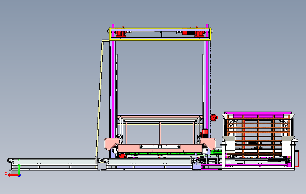 龙门码垛机3D图纸Solidworks设计0 背面视图