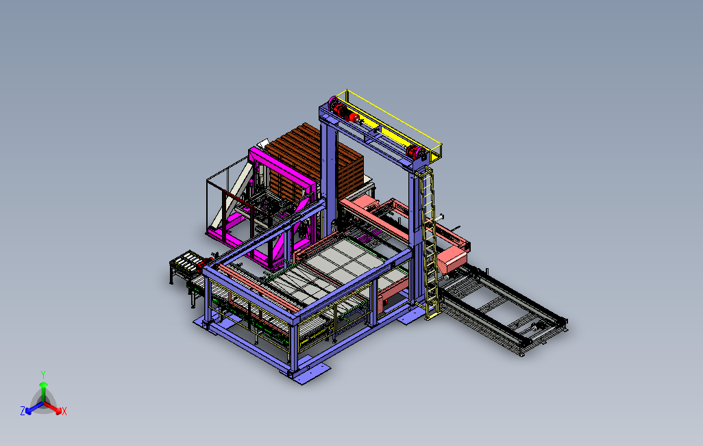 龙门码垛机3D图纸Solidworks设计0 主视图