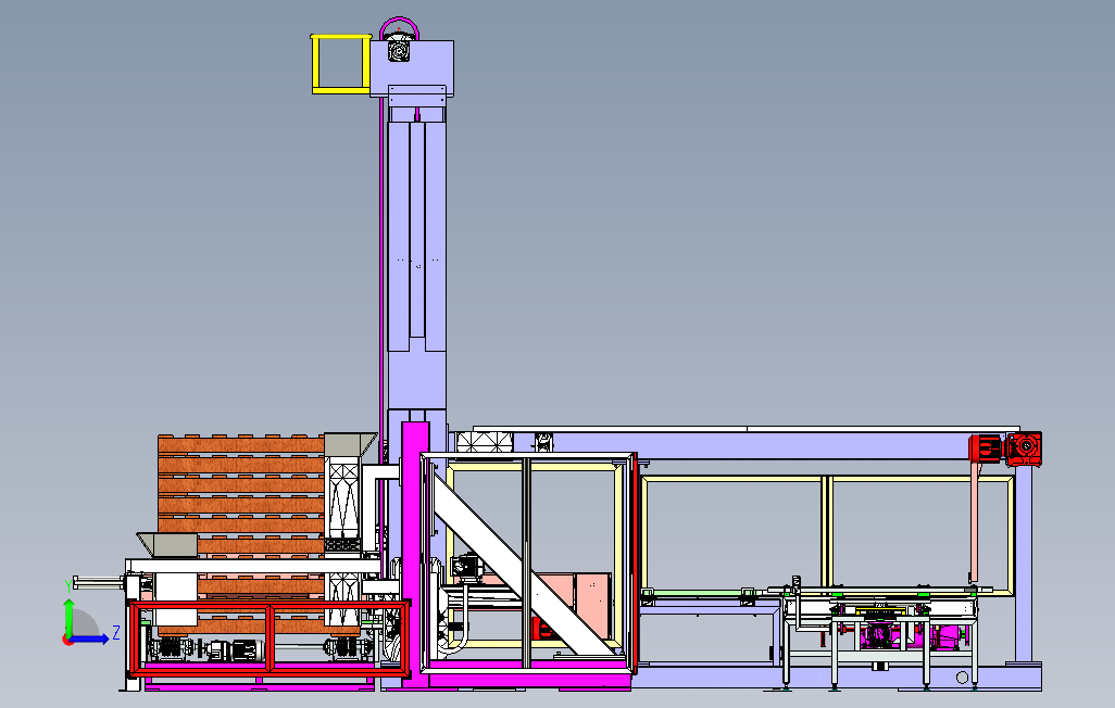 龙门码垛机3D图纸Solidworks设计0 左侧视图
