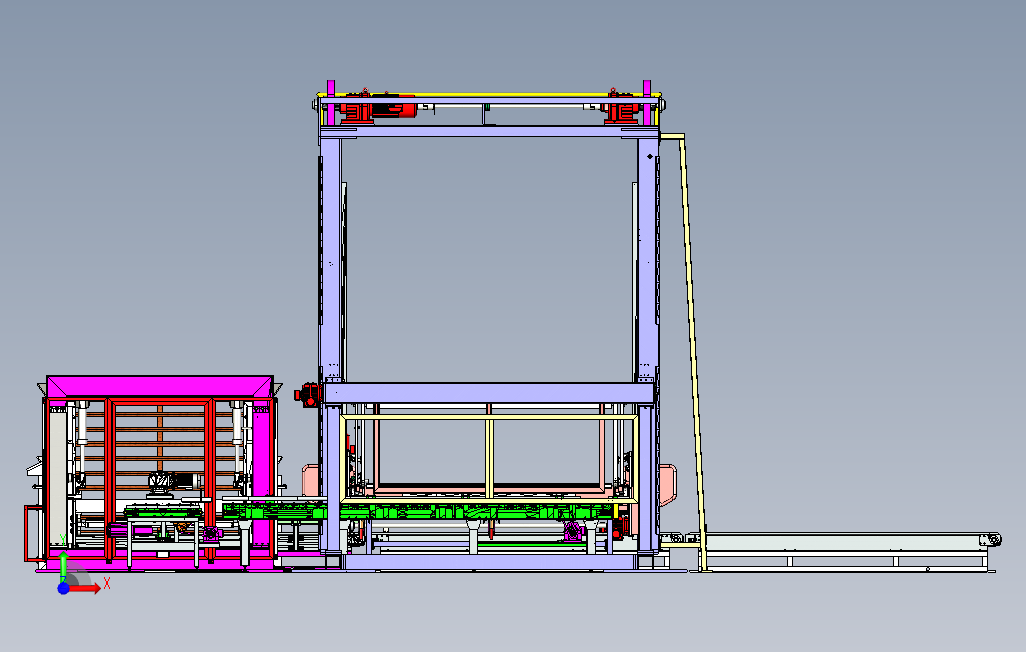 龙门码垛机3D图纸Solidworks设计0 正面视图