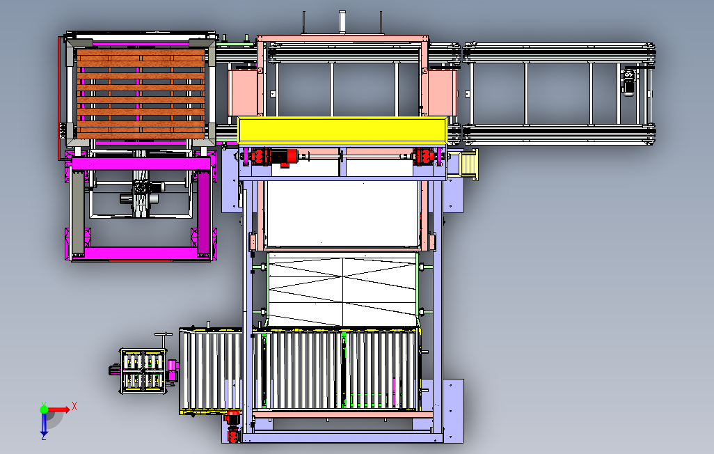 龙门码垛机3D图纸Solidworks设计0 俯视图