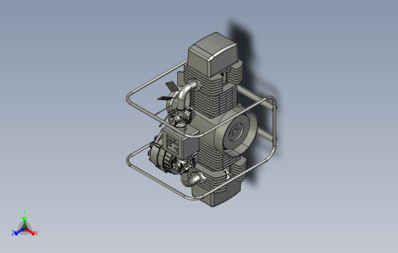Boxer双缸发动机3D数模图纸STP格式