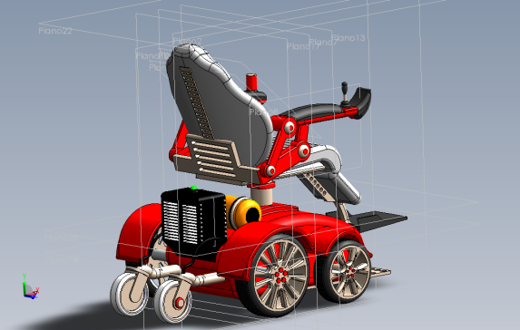 电动遥控轮椅造型三维建模图纸SOLIDWORKS设计0