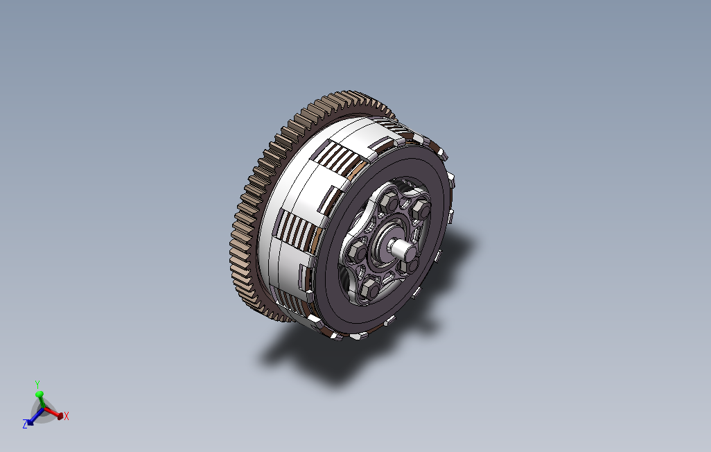 摩托车离合器五柱六片加宽磨擦片弹簧减震3D数模solidworks0