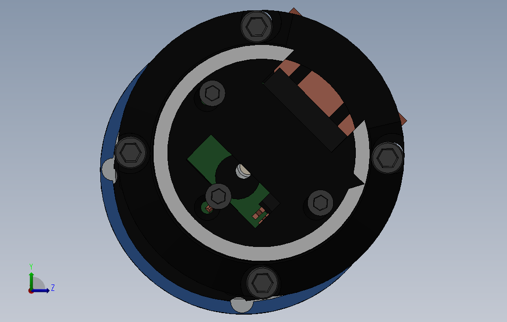 内置冷却风扇的无刷电机模型3D图纸Solidworks设计0 左侧视图