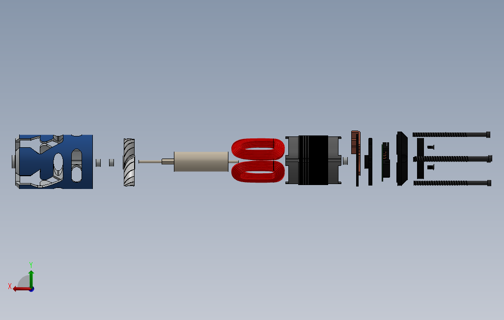 内置冷却风扇的无刷电机模型3D图纸Solidworks设计0 背面视图