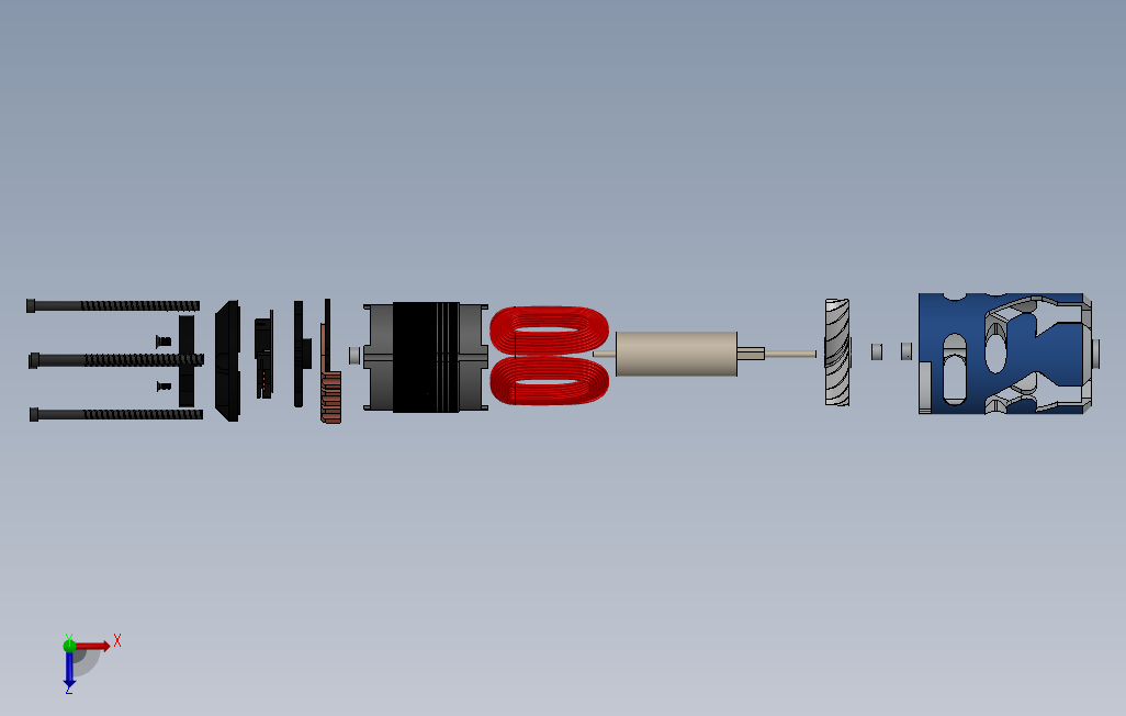 内置冷却风扇的无刷电机模型3D图纸Solidworks设计0 俯视图