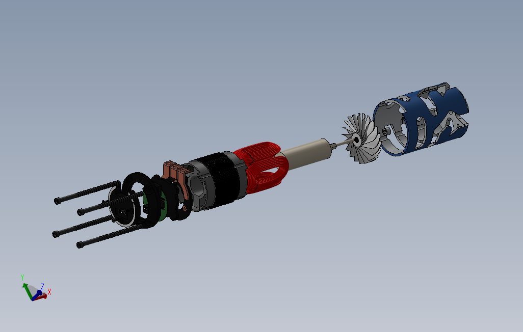 内置冷却风扇的无刷电机模型3D图纸Solidworks设计0