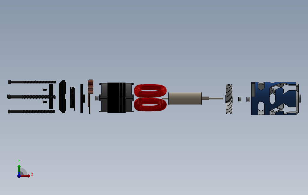 内置冷却风扇的无刷电机模型3D图纸Solidworks设计0 正面视图