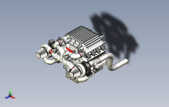 双涡轮SBC发动机模型3D图纸x_t格式0