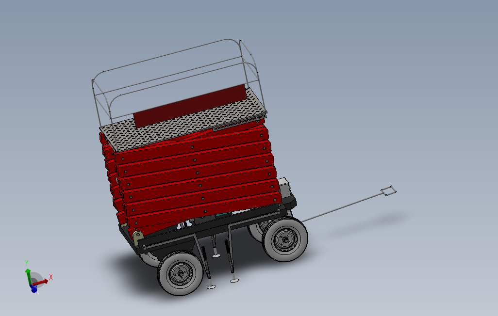 四轮移动式液压升降台3D建模图纸solidworks设计0
