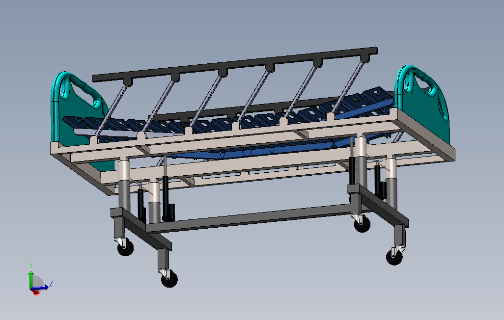 医院智能病床简易模型3D图纸Solidworks设计0