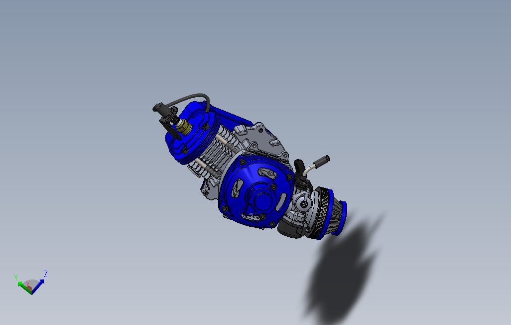 49cc二冲程发动机3D模型图纸Solidworks设计