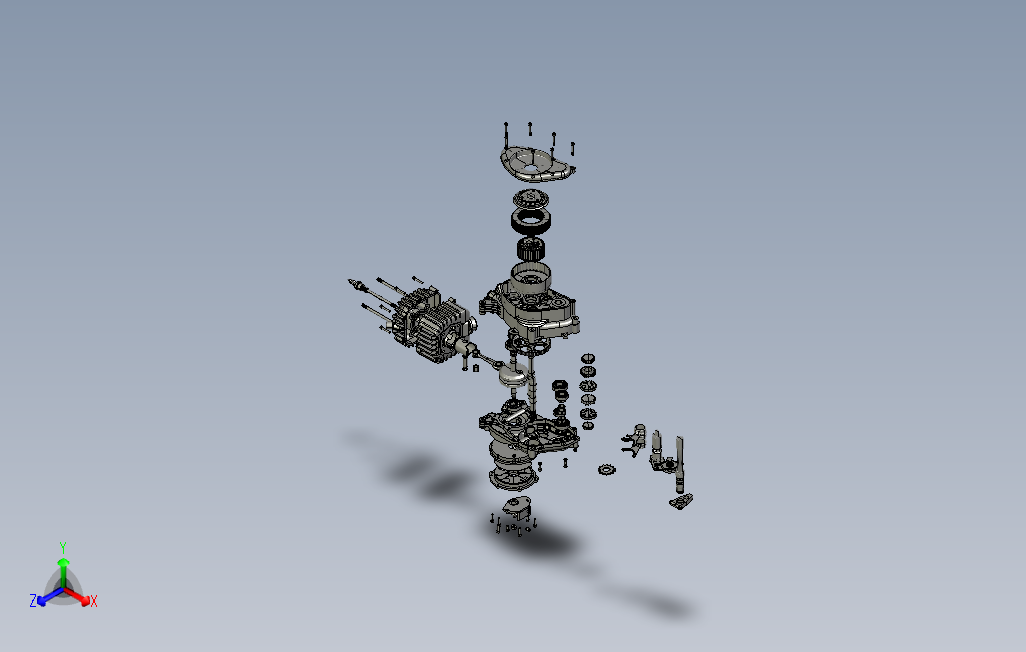 50CC赛车发动机爆炸模型造型3D图纸RHINO设计附STP