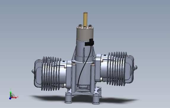 DLE120双缸航模发动机外壳三维建模图纸solidworks设计