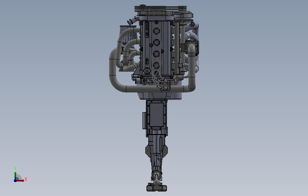 LocostZetec赛车发动机三维建模图纸solidworks设计 正面视图