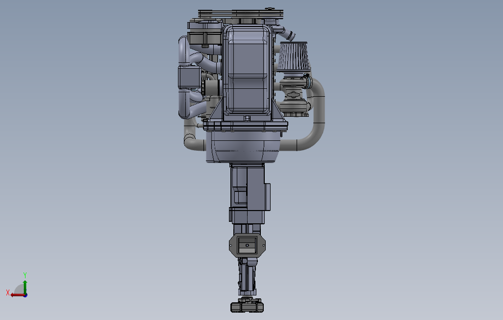 LocostZetec赛车发动机三维建模图纸solidworks设计 背面视图