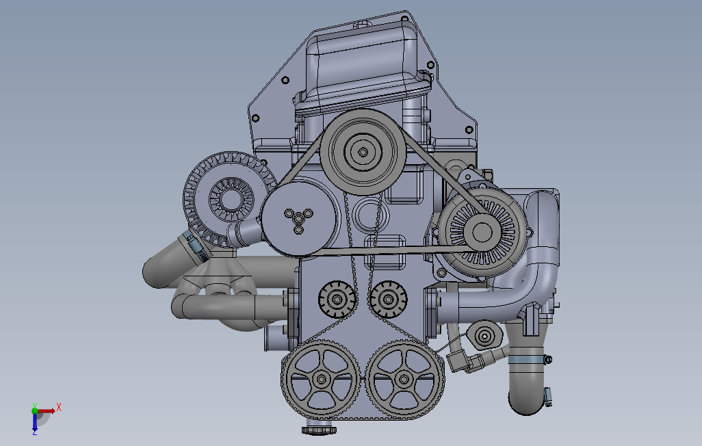 LocostZetec赛车发动机三维建模图纸solidworks设计 俯视图