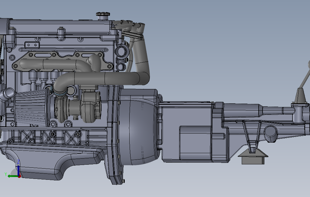 LocostZetec赛车发动机三维建模图纸solidworks设计 主视图