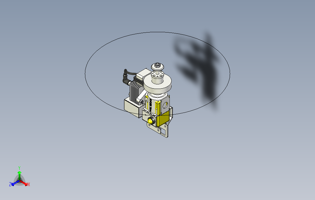 ryobi-31ccm微型发动机3D图纸INVENTOR设计附STP格式 主视图