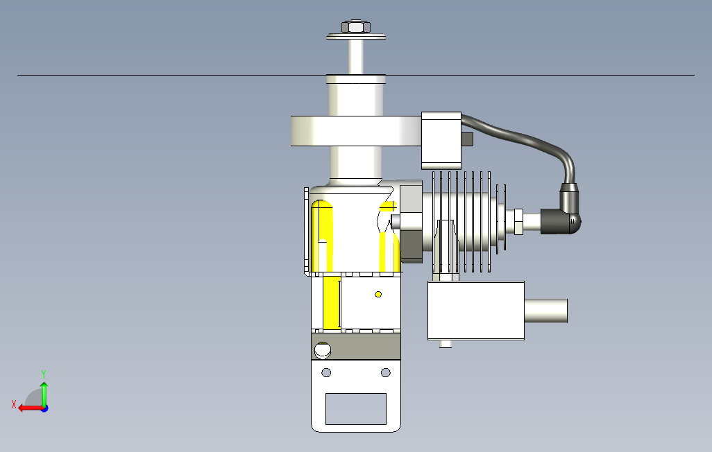 ryobi-31ccm微型发动机3D图纸INVENTOR设计附STP格式 背面视图