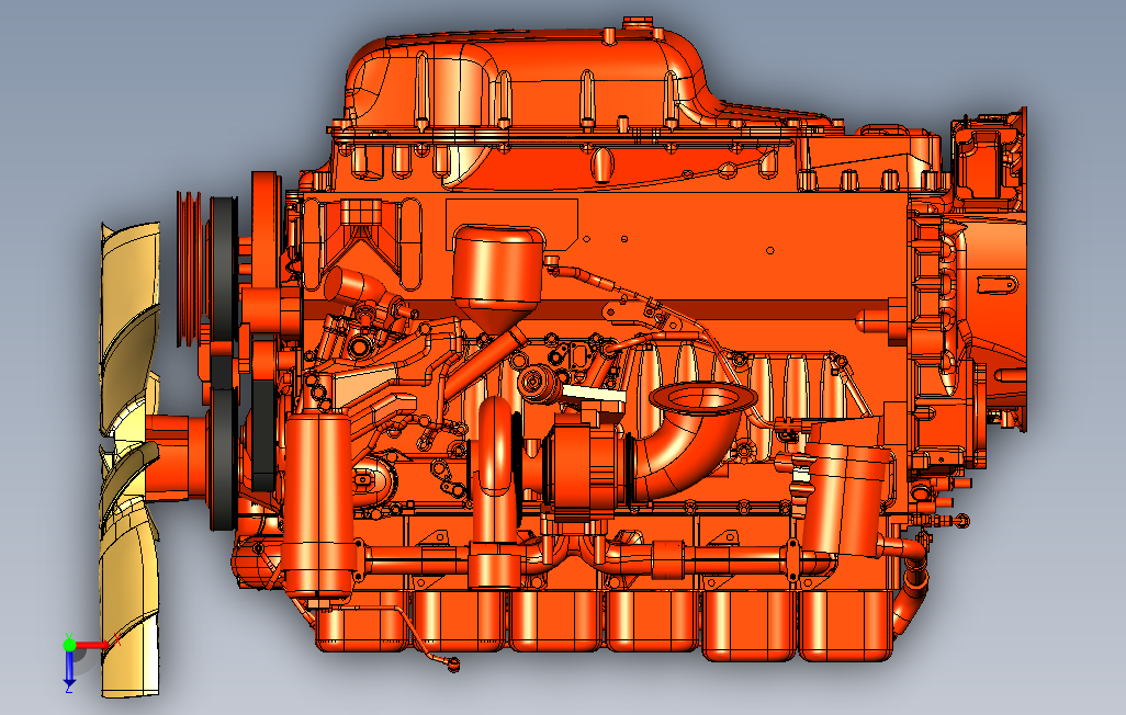 ScaniaDC13柴油发动机3D模型图纸STP格式 俯视图