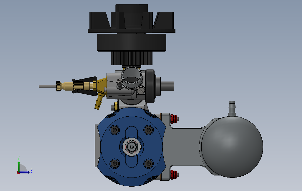 Supertigreg51航模引擎三维建模图纸solidworks设计 左侧视图