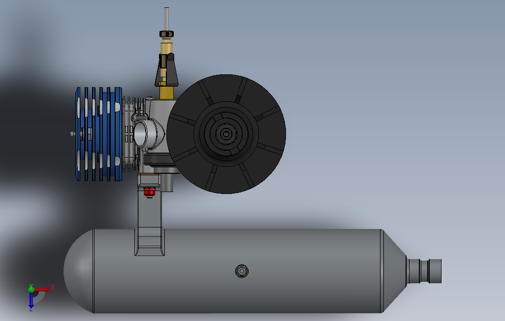Supertigreg51航模引擎三维建模图纸solidworks设计 俯视图