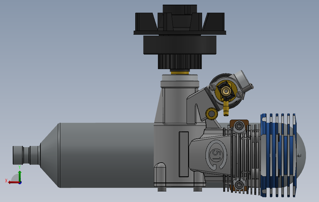 Supertigreg51航模引擎三维建模图纸solidworks设计 背面视图