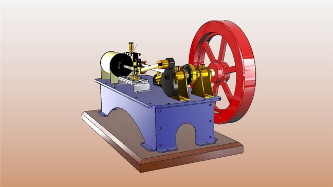 单缸卧式蒸汽机3D数模图纸Solidworks设计