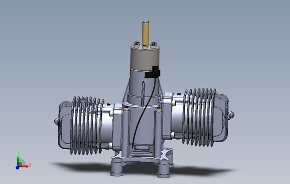 DLE120双缸航模发动机外壳三维建模图纸solidworks设计0